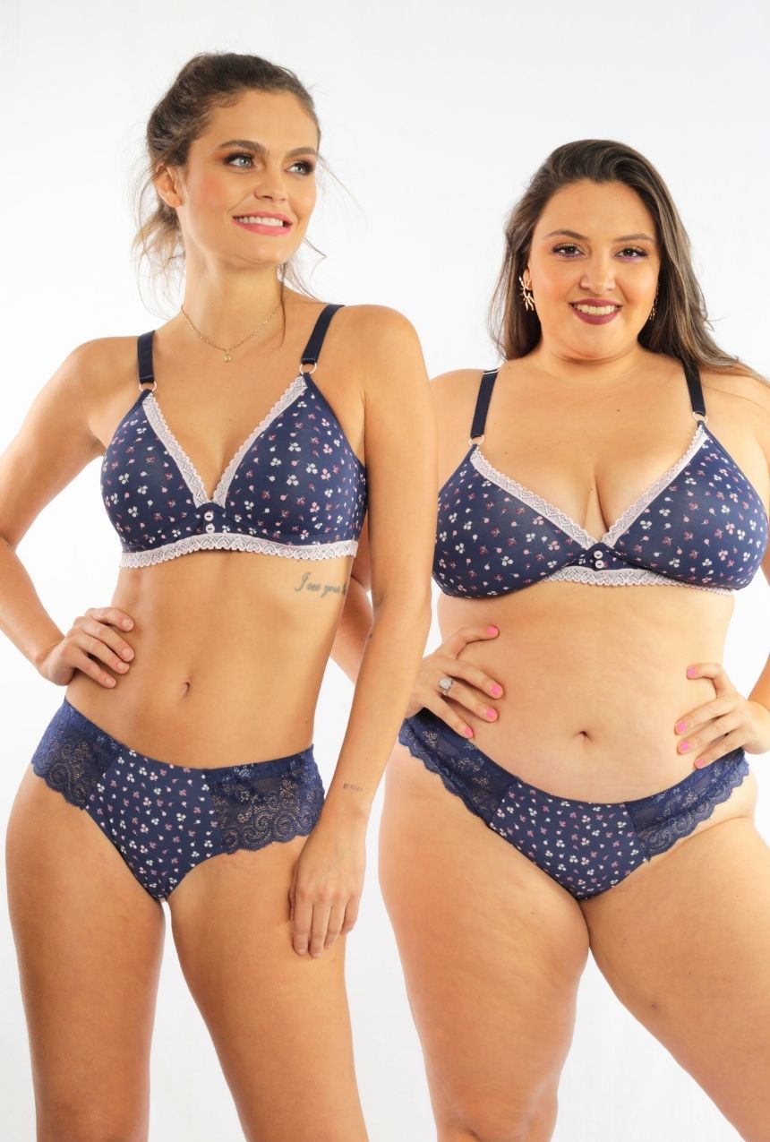 Coordinado brasier copa trinagular sin varilla con bikini de liberty flowers