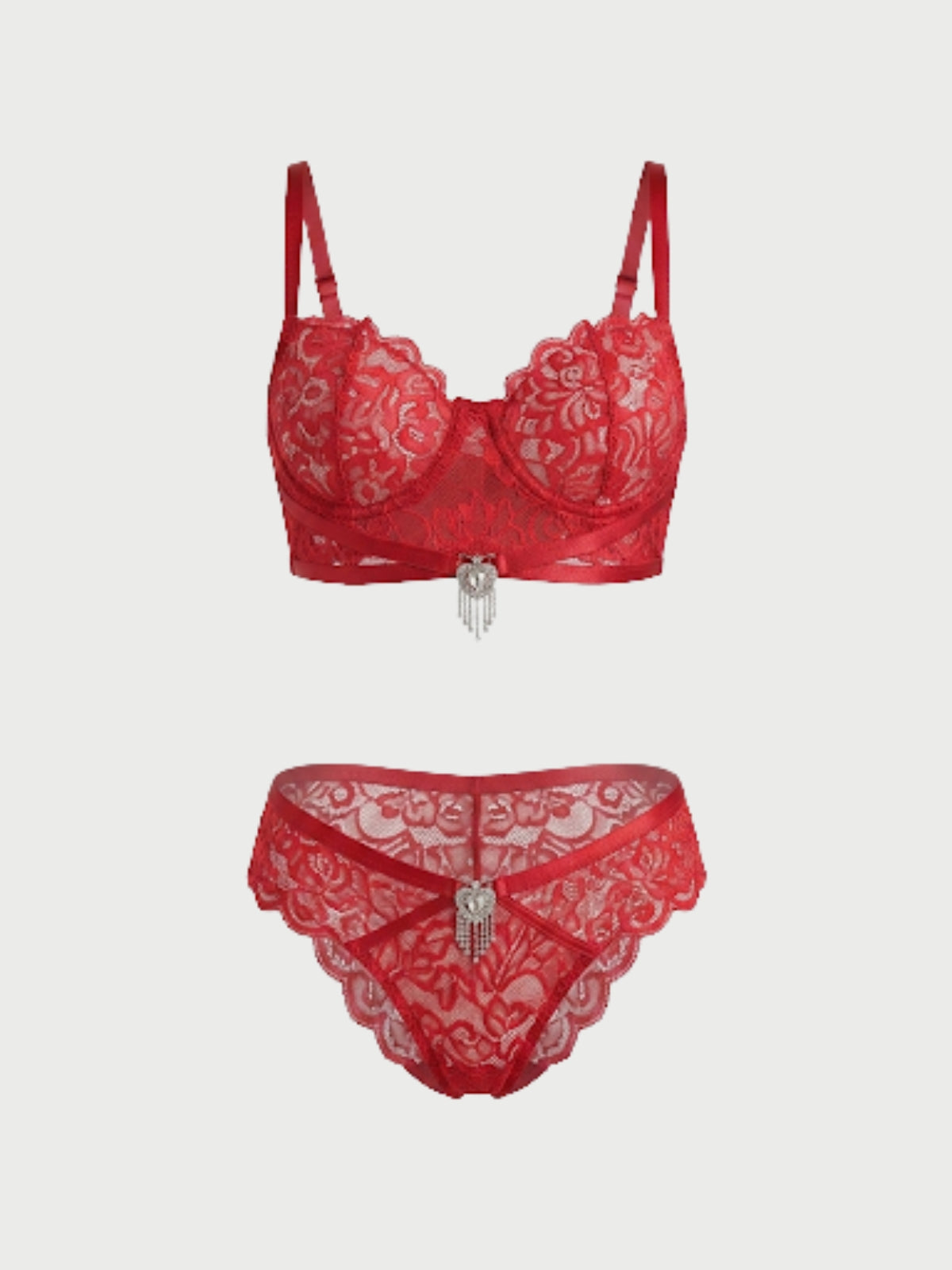 Set de lencería brasier y panty de encaje color rojo