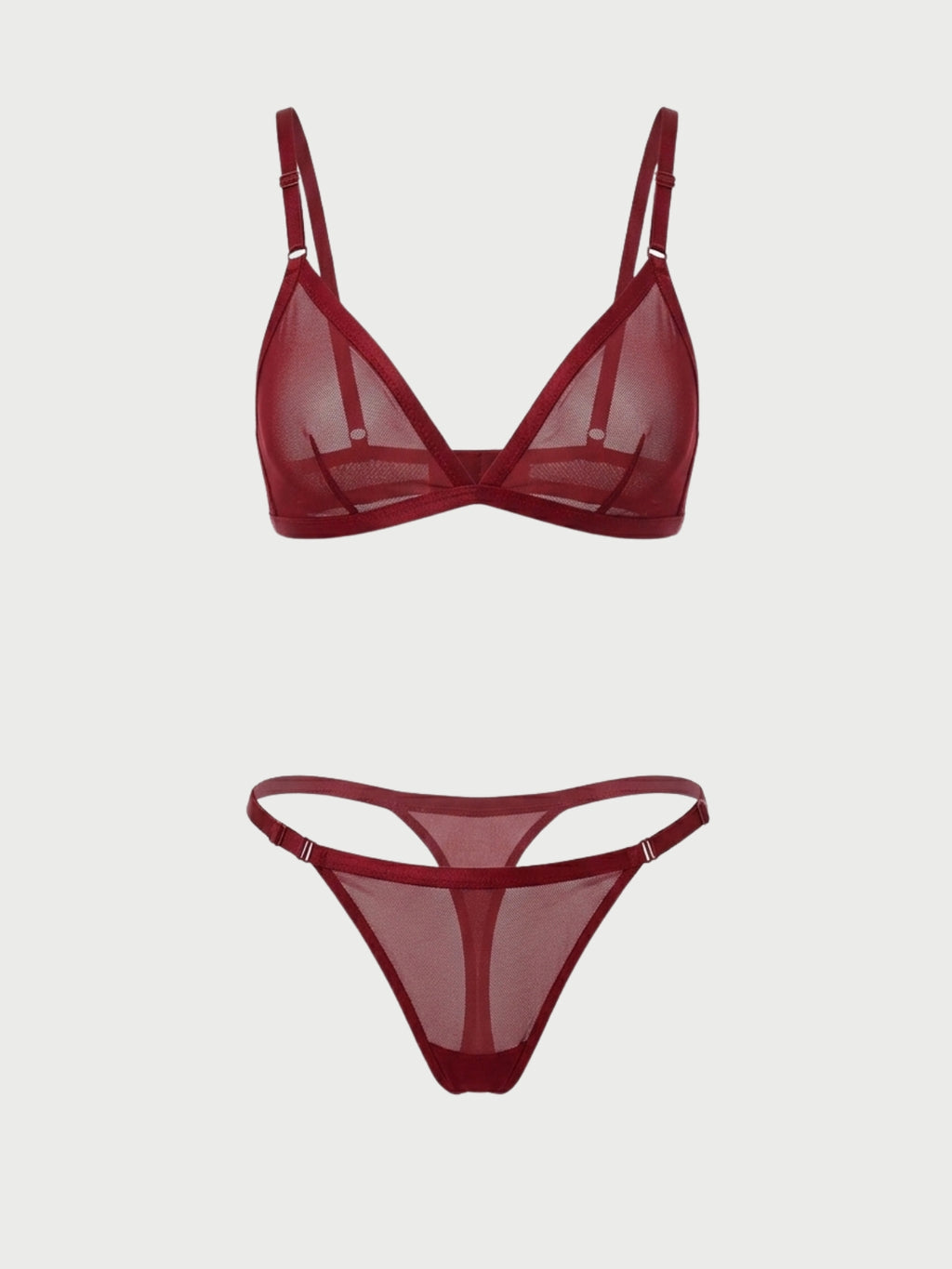 Set de lencería brasier y tanga hilo dental de encaje color rojo