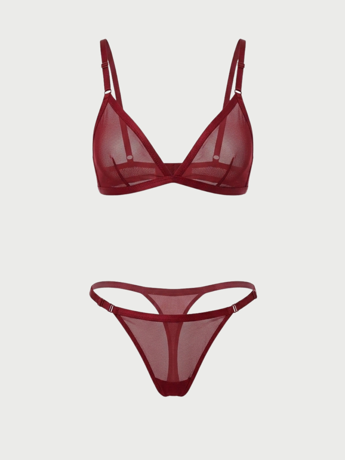 Set de lencería brasier y tanga hilo dental de encaje color rojo