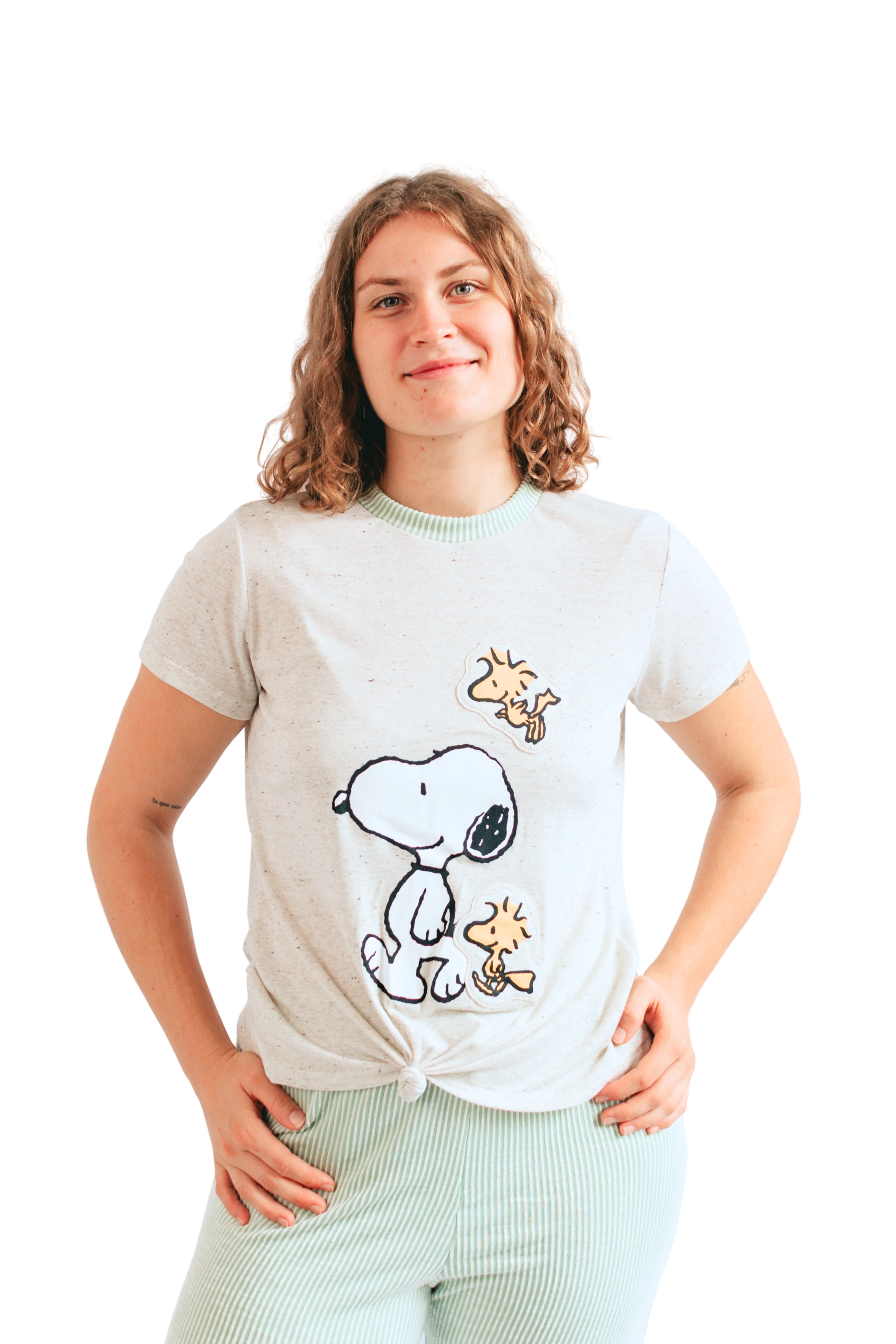 Pijama pantalón y camisa manga corta snoopy verde