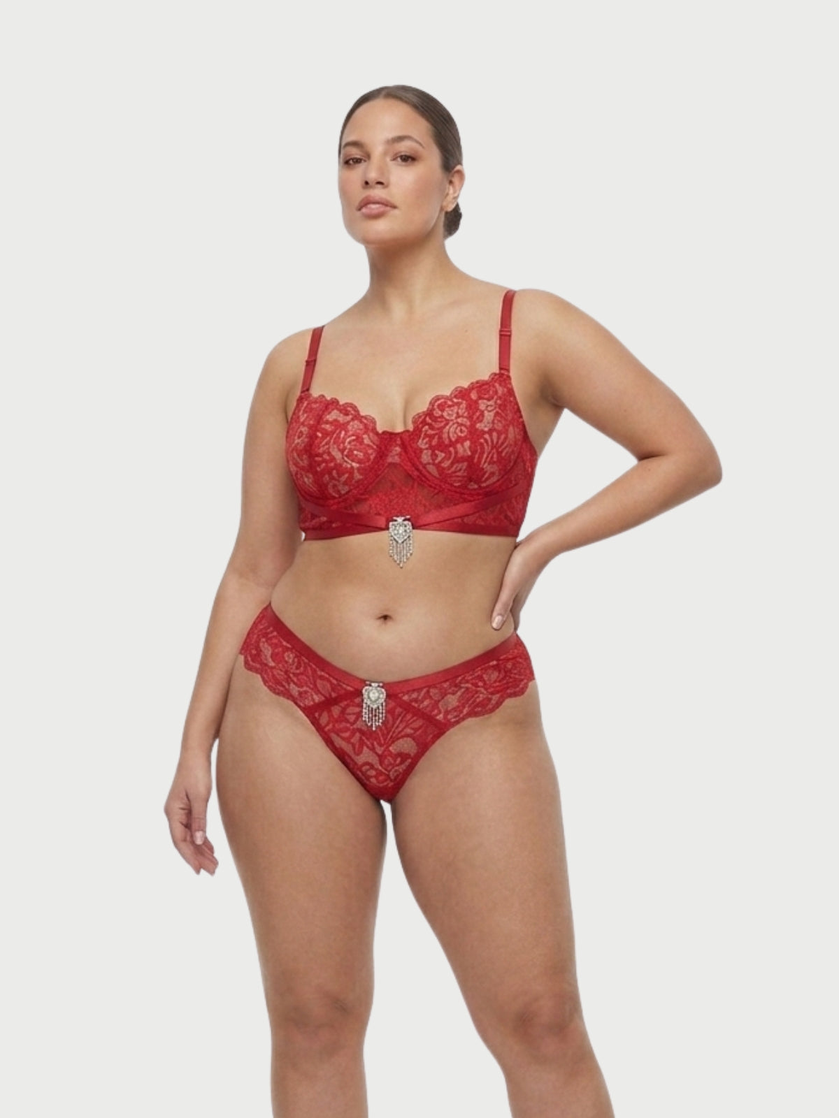 Set de lencería brasier y panty de encaje color rojo
