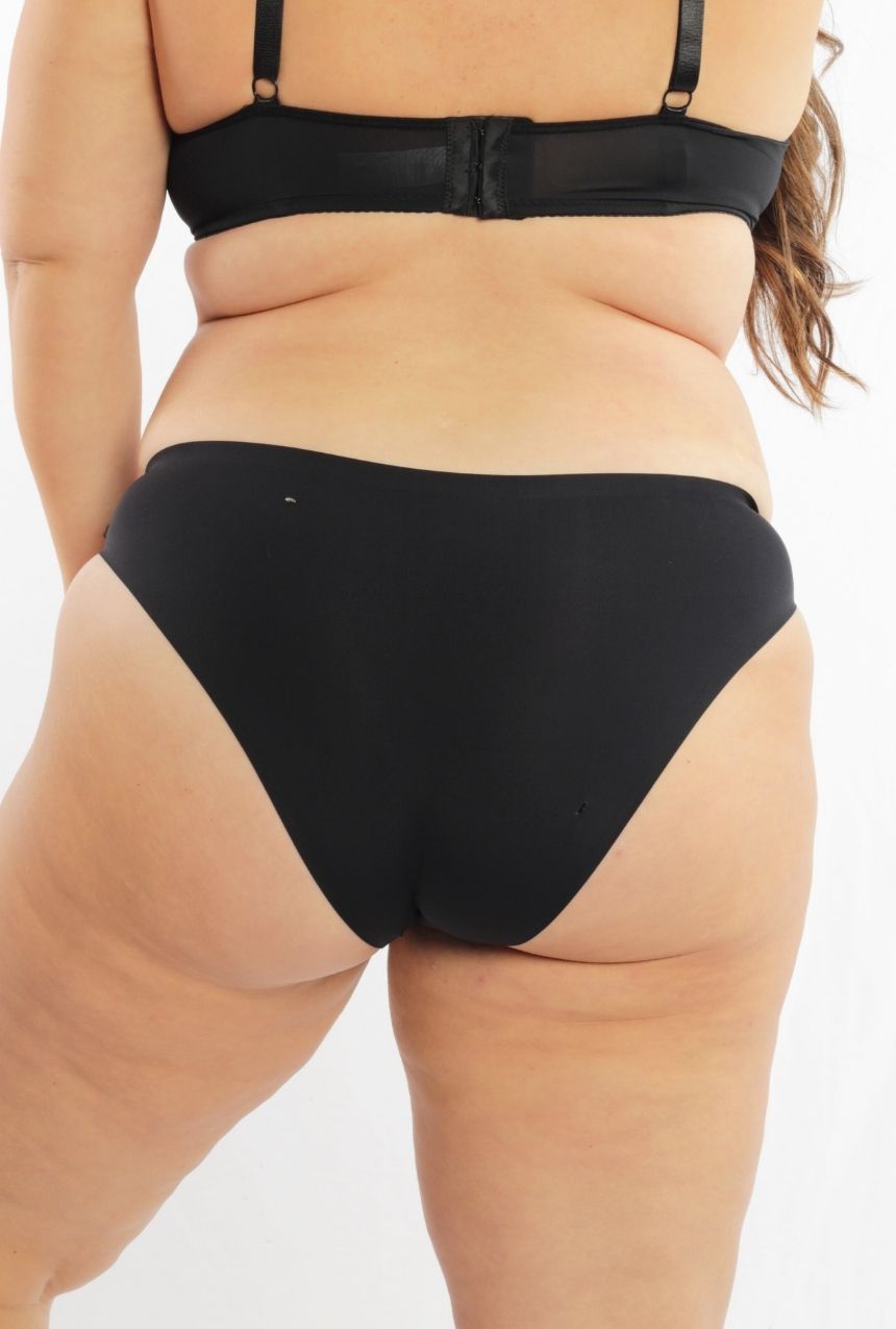 Paquete de 2 calzones negros tipo bikini sin costuras y laterales de encaje