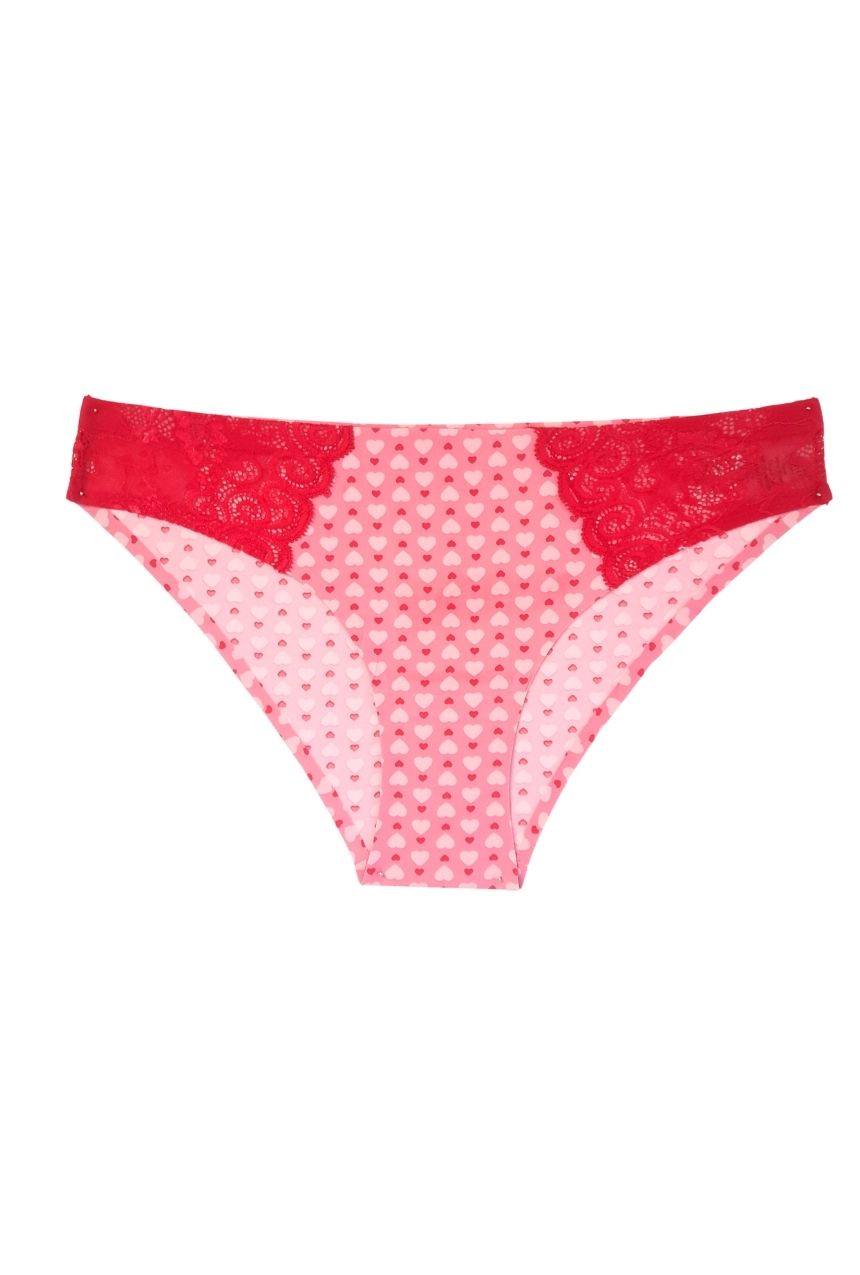 Calzón tipo bikini de costuras fusionadas con laterales de encaje