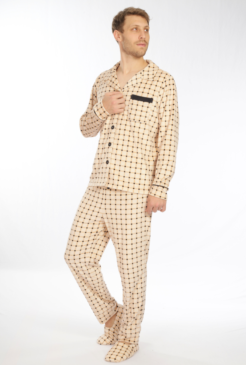 Pijama Caballero pantalón y camisa con abotonadura de cuadros