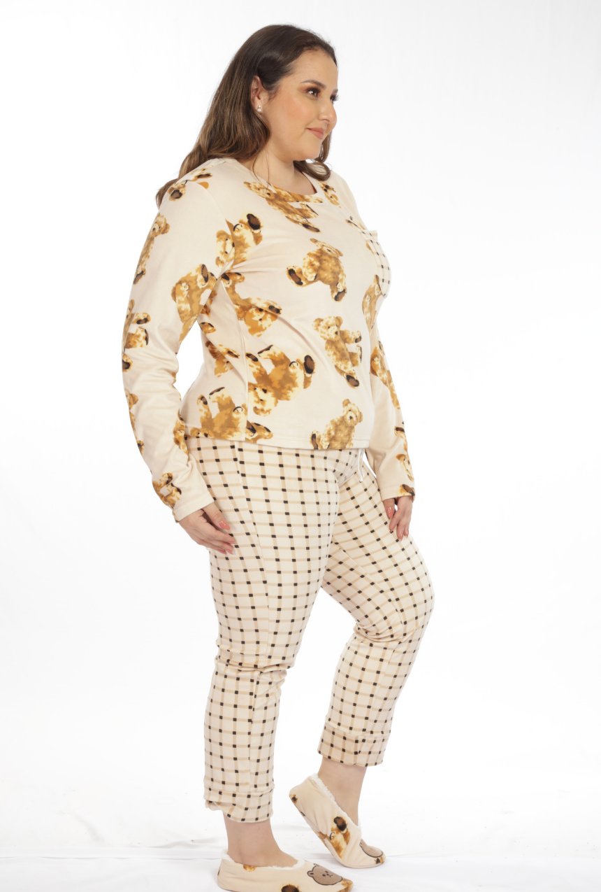 Pijama talla Curvy con pantalón y playera de Ositos.