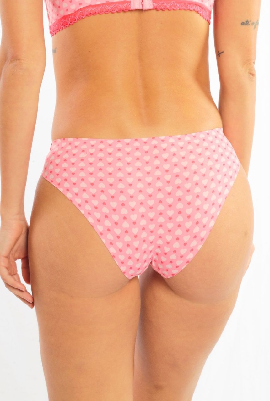 Calzón tipo bikini de costuras fusionadas con laterales de encaje