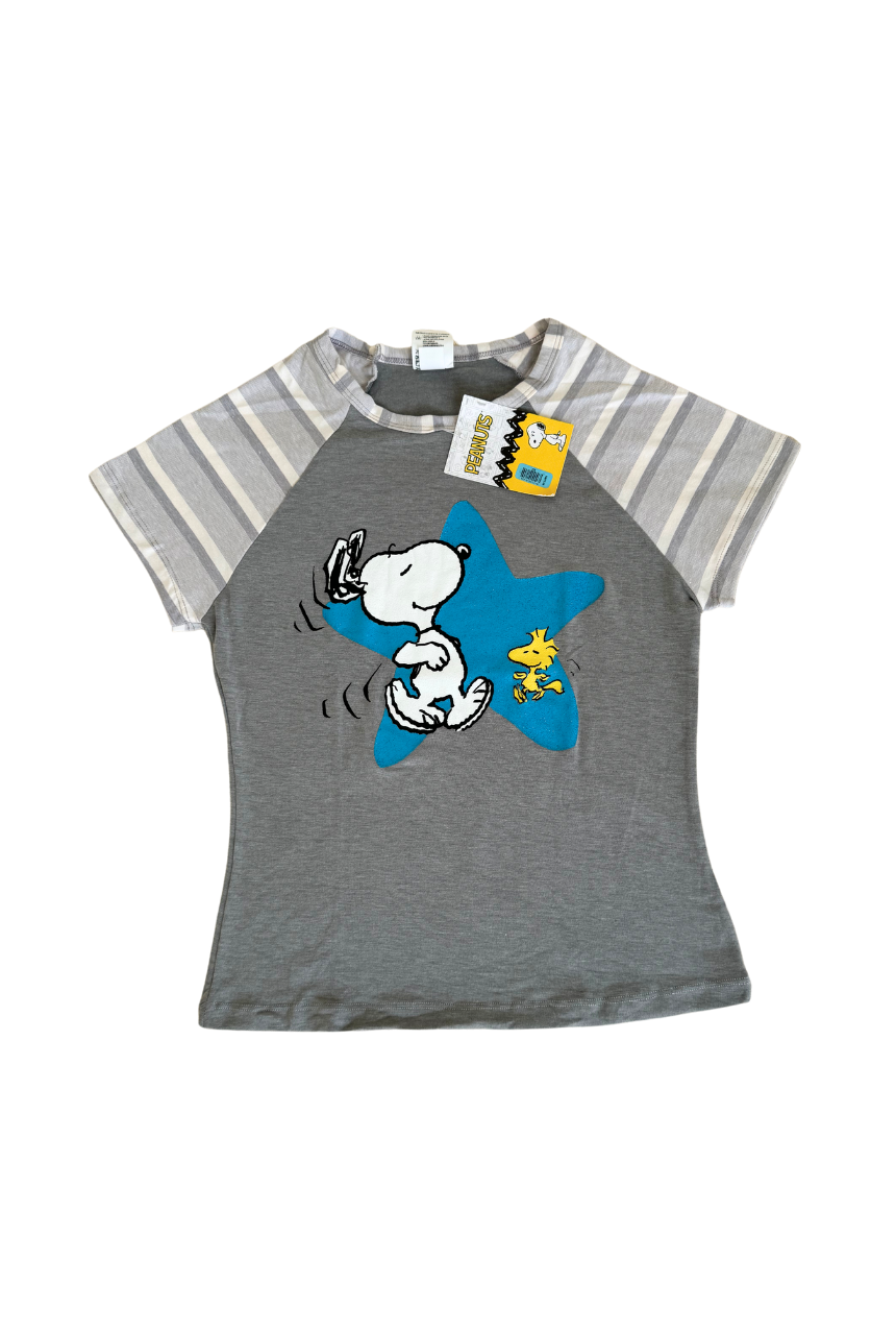 Pijama short con playera manga corta gris de snoopy & woodstock