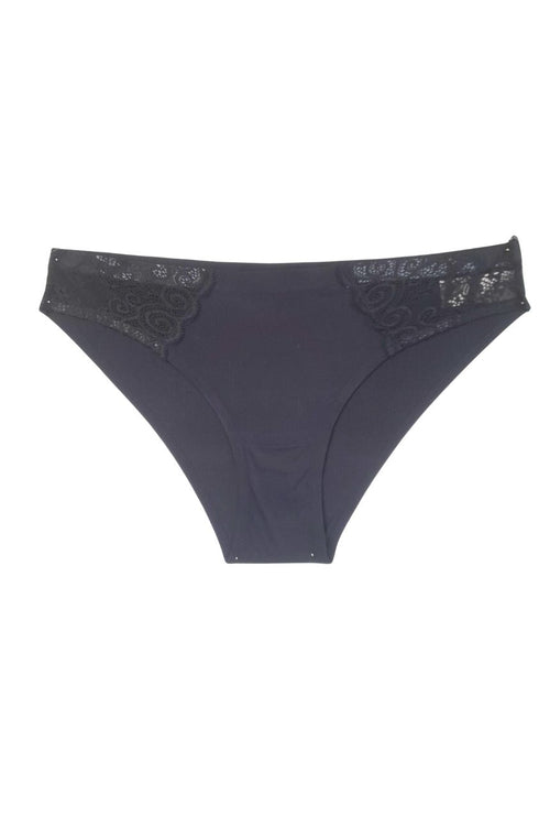 Calzón tipo bikini de costuras fusionadas con laterales de encaje