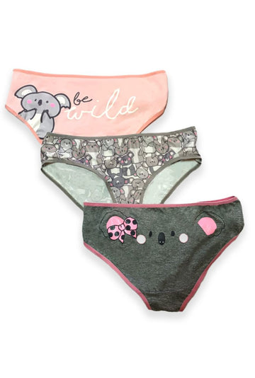 Paquete de 3 calzones tipo bikini con koalas