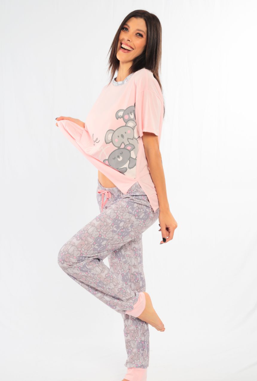 Pijama pantalón con playera manga corta de Koalas divertidos