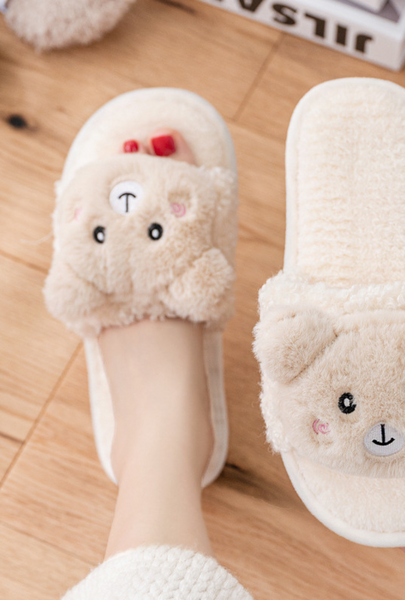 Peluche Negras Sandalias De Peluche De Moda Set De Pantuflas Tipo