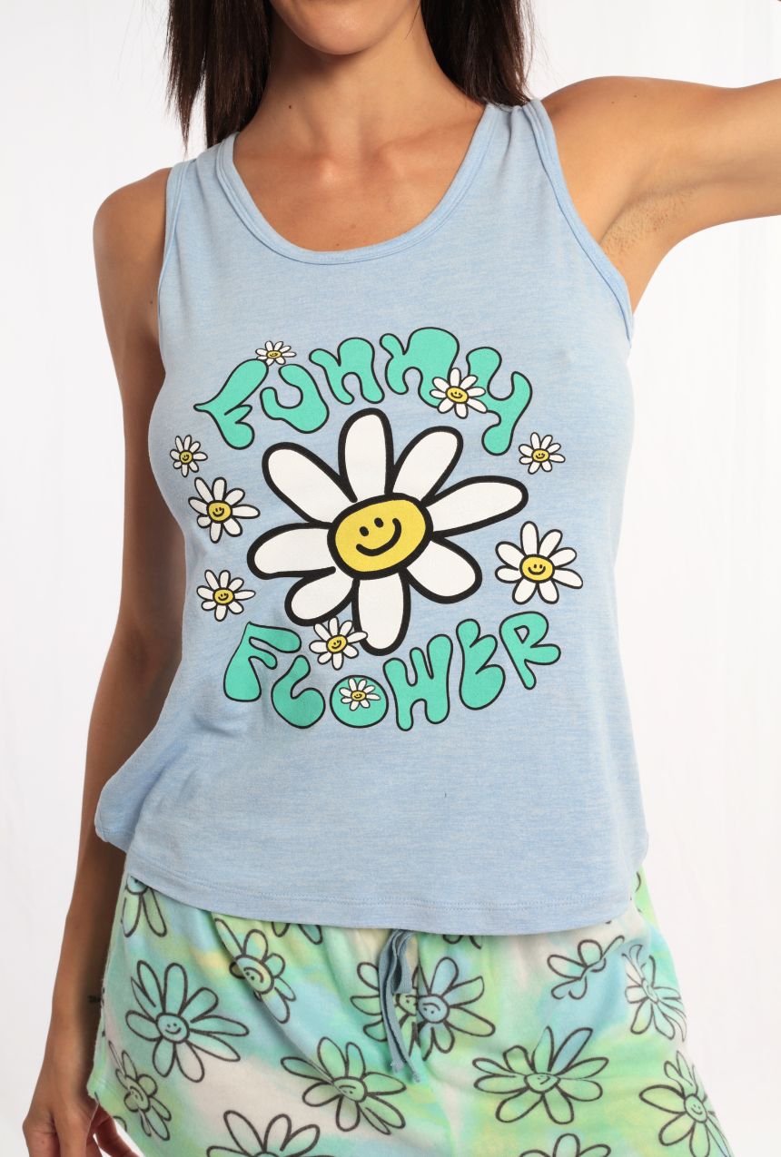 Pijama short con playera sin mangas Funny Flower