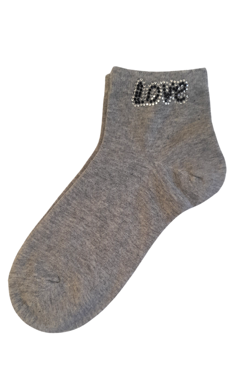 Calcetines tobilleros con detalles de diamantitos corazón love