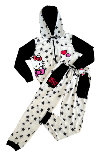 Pijama pants y sudadera blanca con estrellas de Hello Kitty