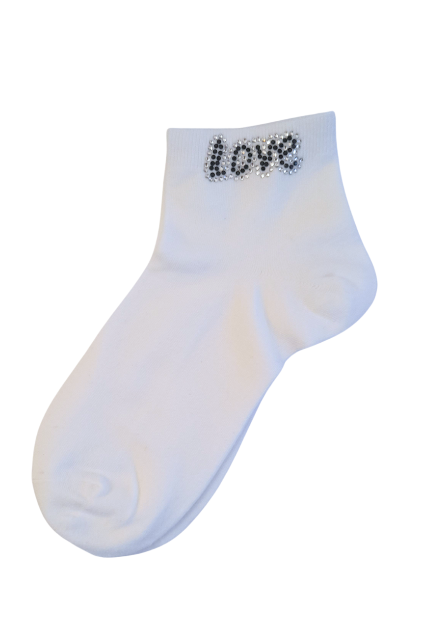Calcetines tobilleros con detalles de diamantitos corazón love