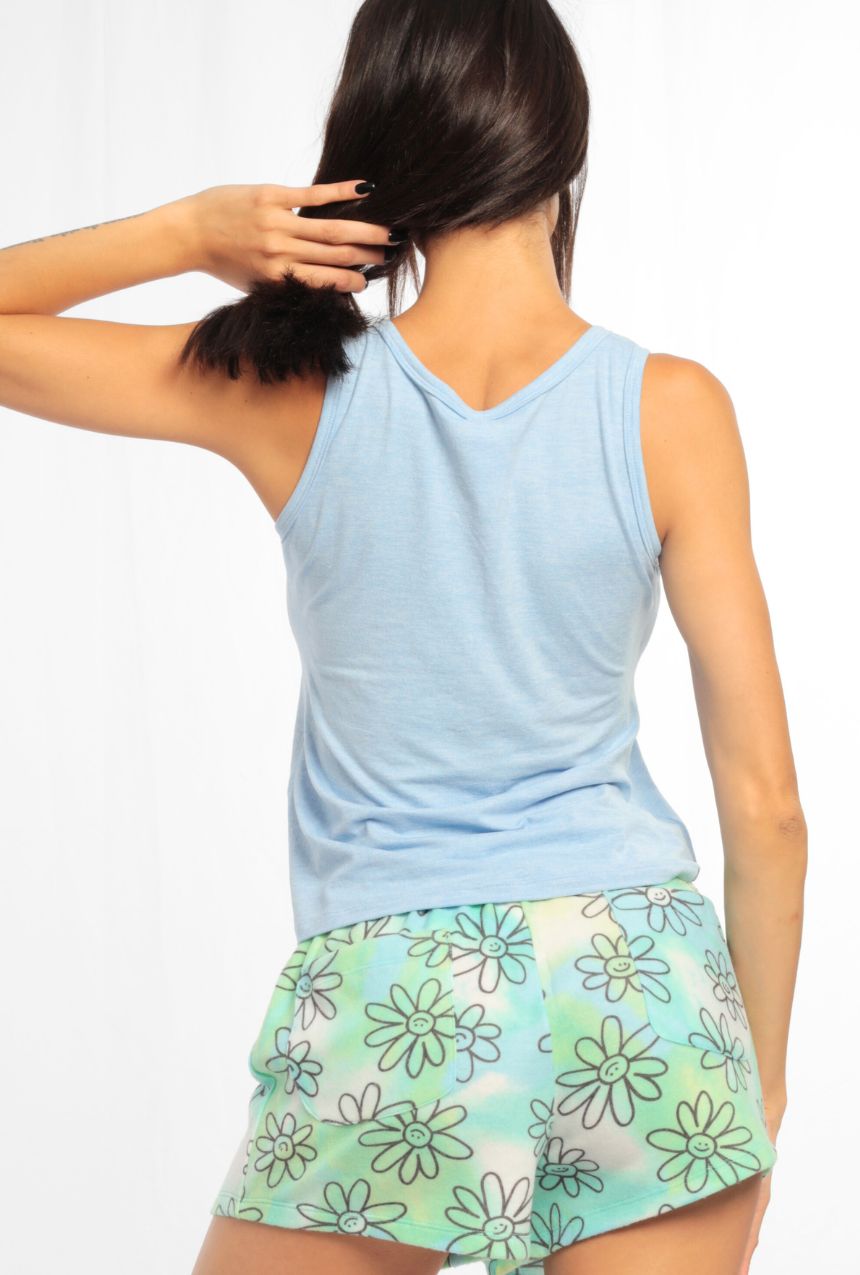 Pijama short con playera sin mangas Funny Flower