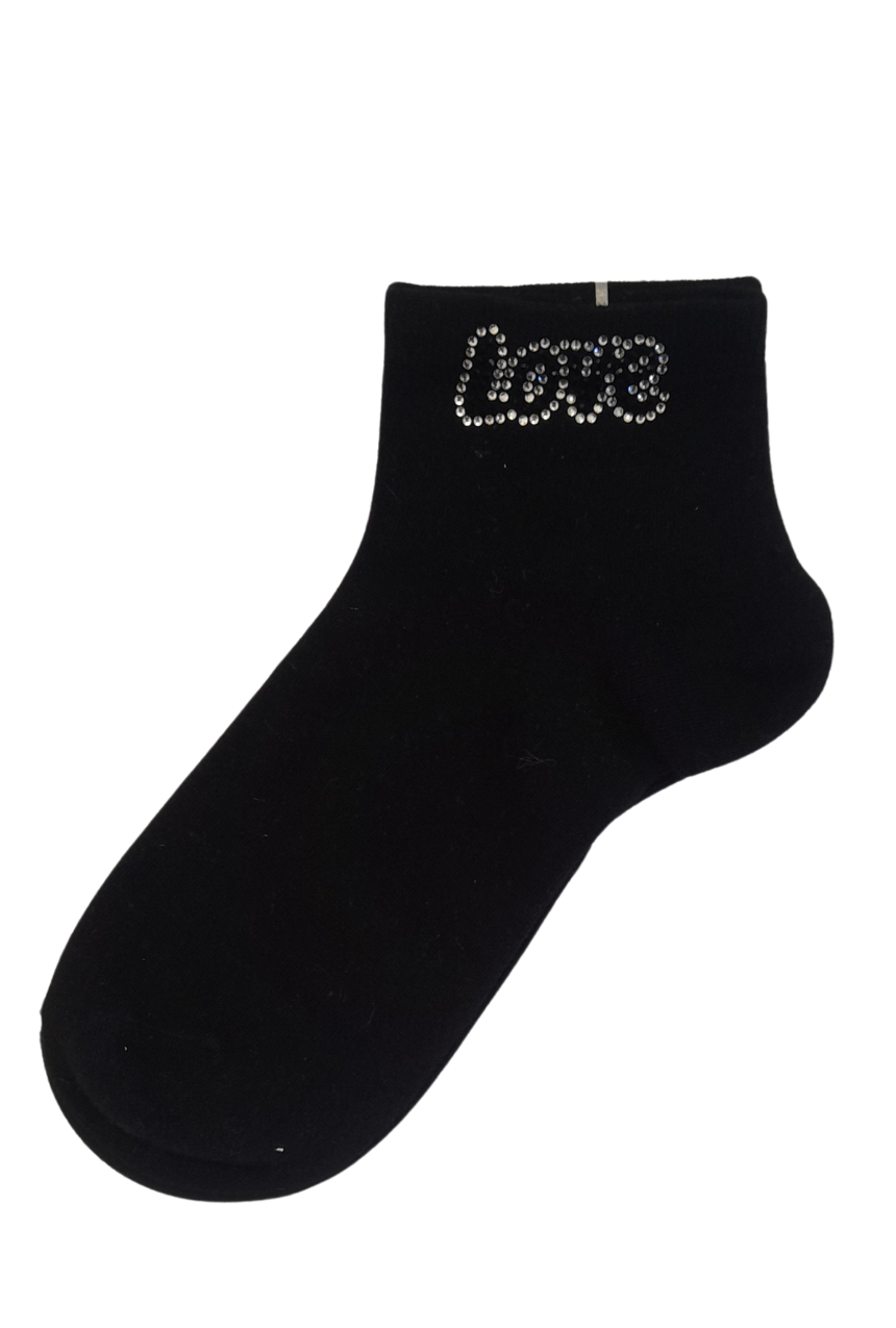 Calcetines tobilleros con detalles de diamantitos corazón love