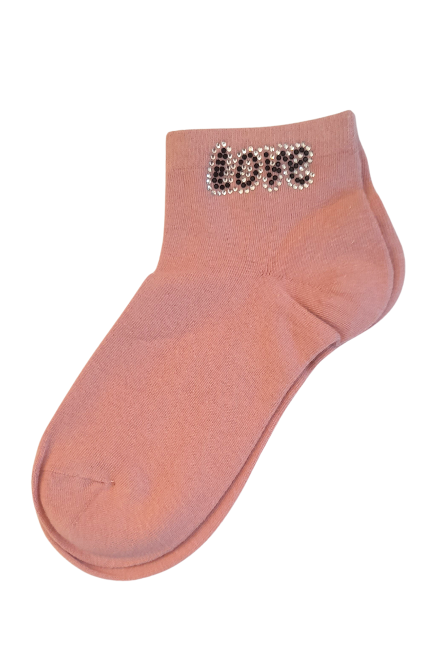 Calcetines tobilleros con detalles de diamantitos corazón love