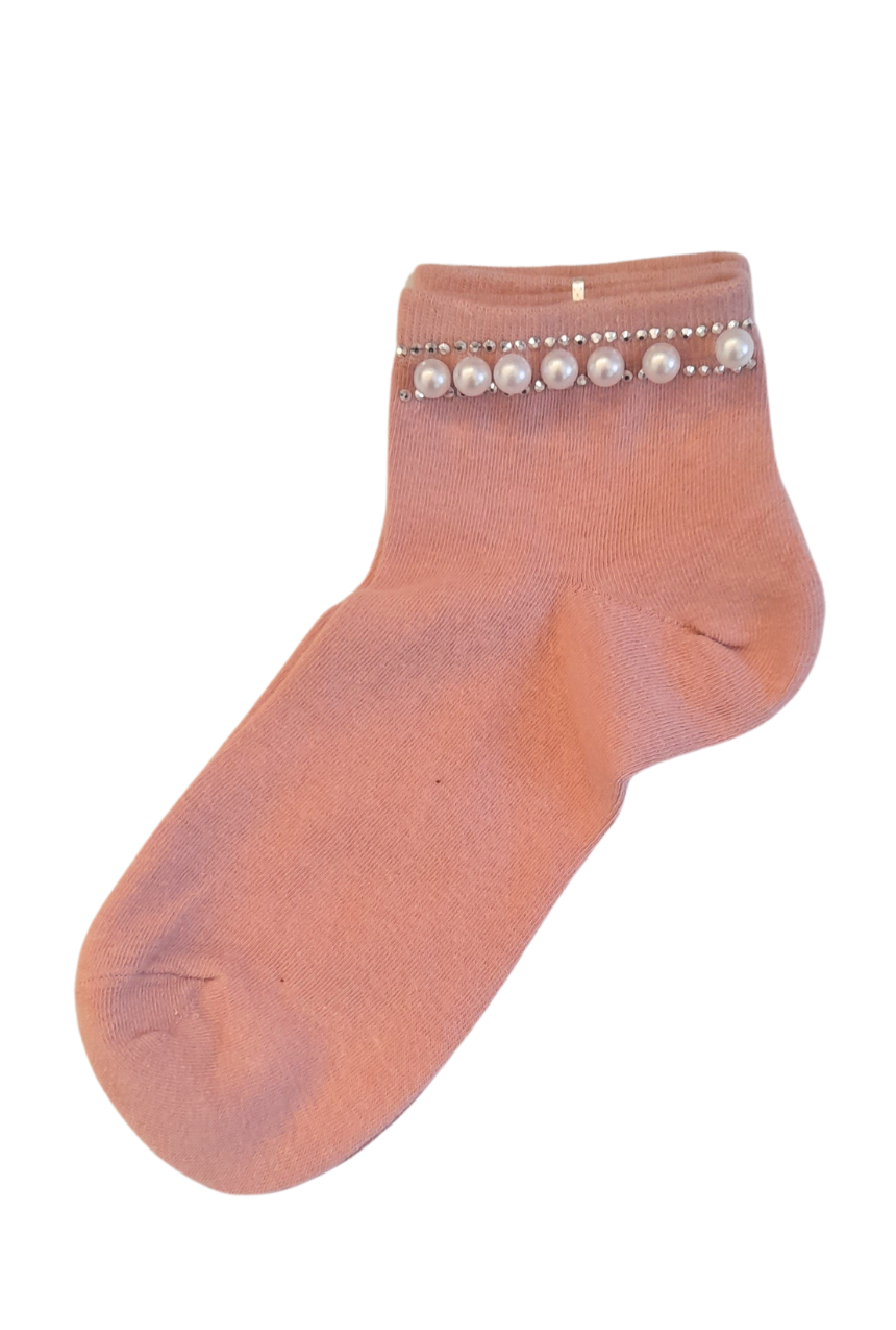Calcetines tobilleros con detalles de perlitas + diamantitos