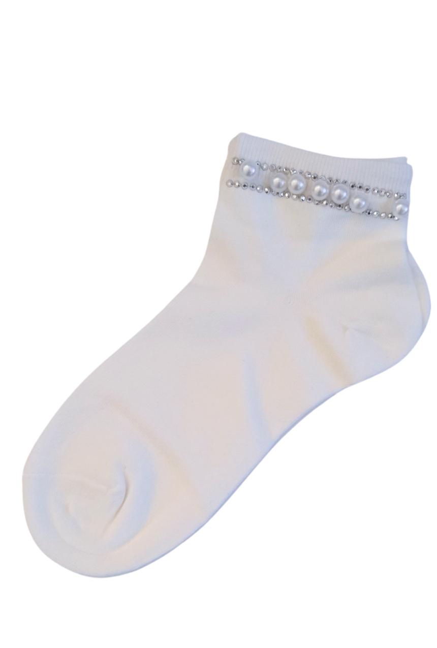 Calcetines tobilleros con detalles de perlitas + diamantitos