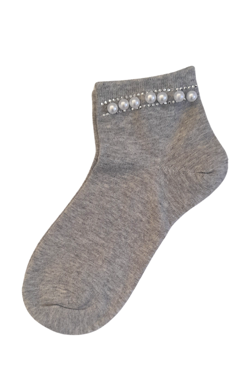 Calcetines tobilleros con detalles de perlitas + diamantitos