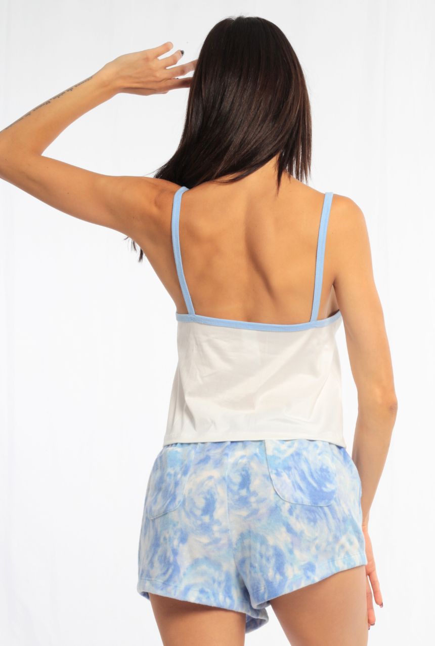 Pijama Short playera sin mangas aplicación de nube pachoncita