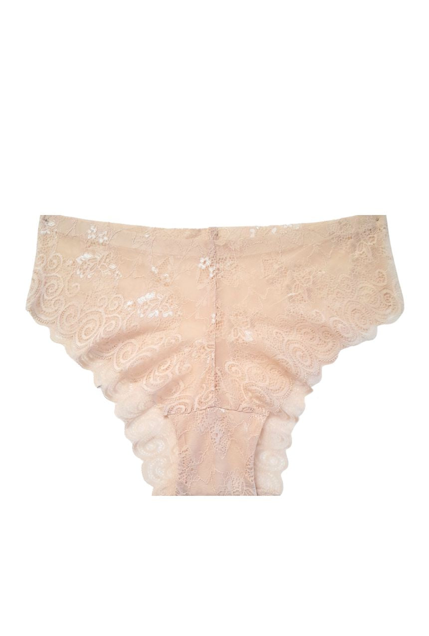 Calzón tipo panty tiro alto de encaje y cintura fusionada