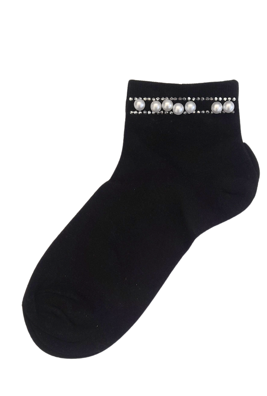 Calcetines tobilleros con detalles de perlitas + diamantitos