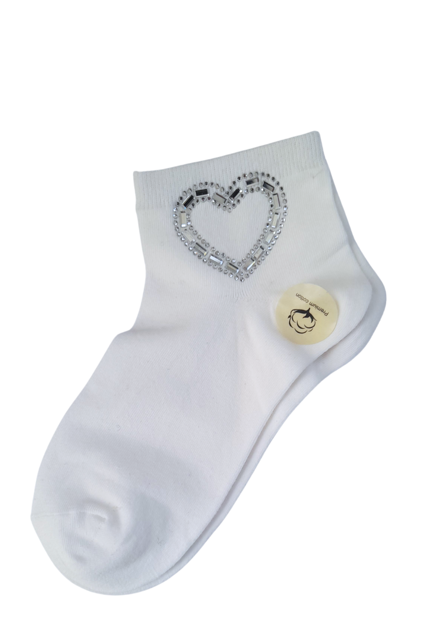 Calcetines tobilleros con detalles de diamantitos corazón 1