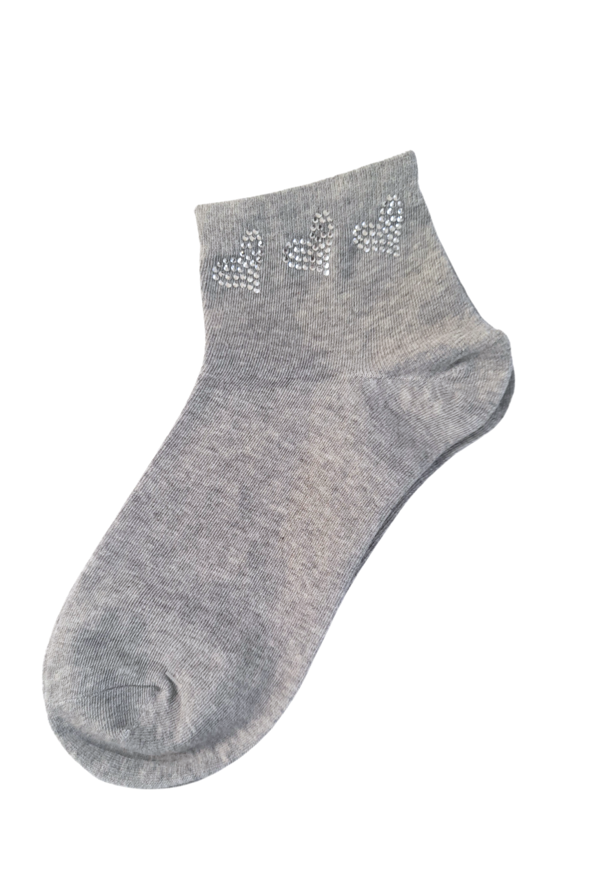 Calcetines tobilleros con detalles de diamantitos corazón 2