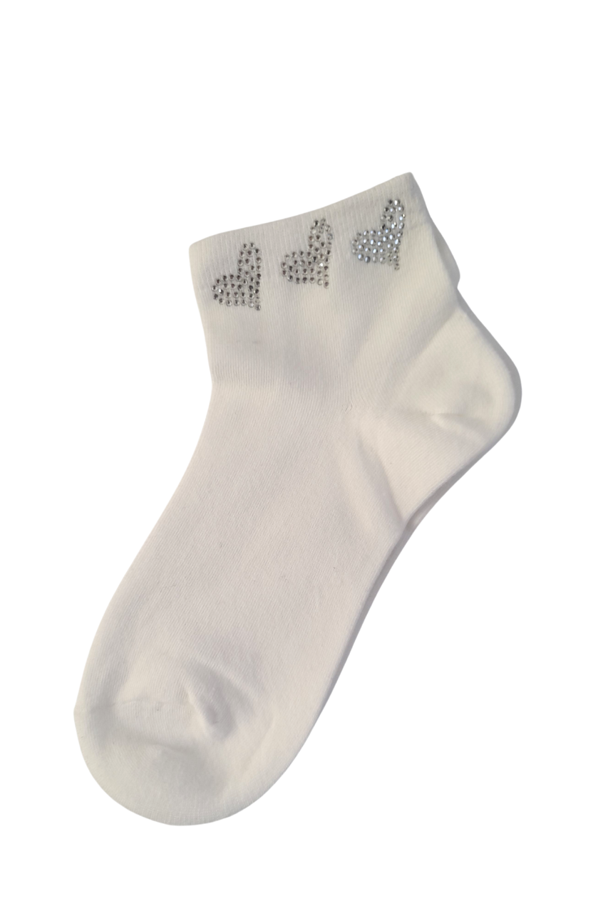 Calcetines tobilleros con detalles de diamantitos corazón 2