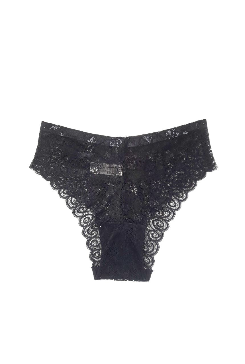 Calzón tipo panty tiro alto de encaje y cintura fusionada