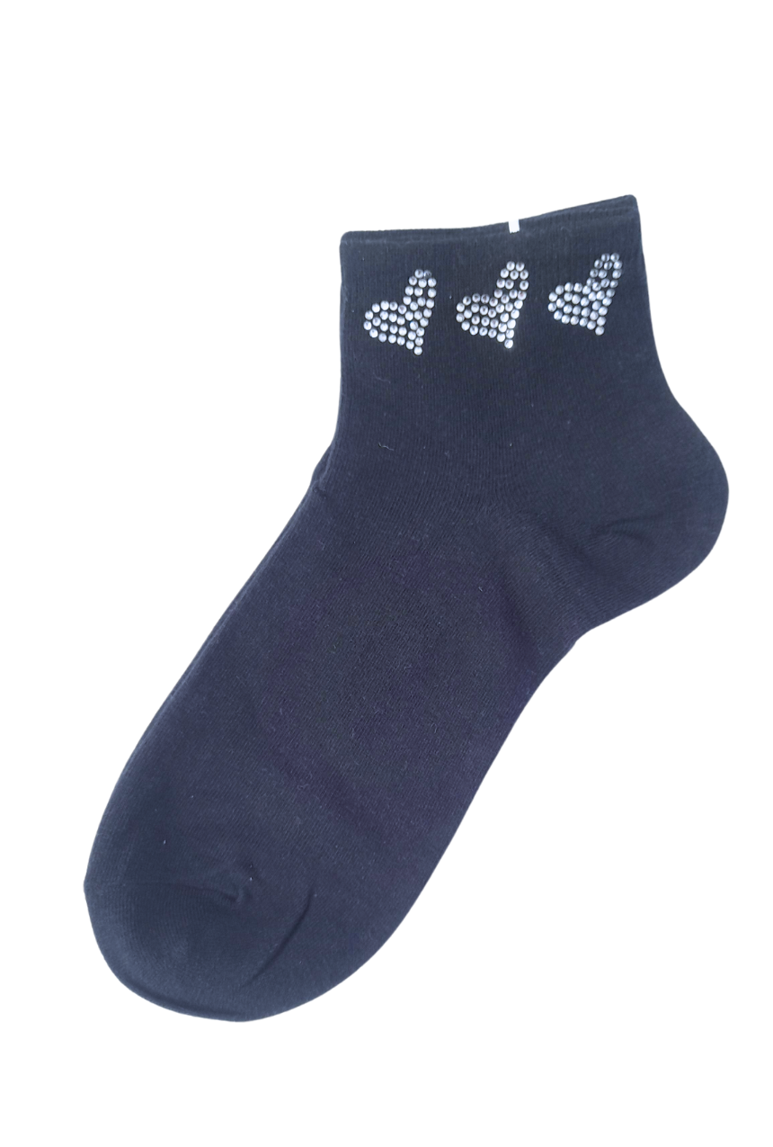 Calcetines tobilleros con detalles de diamantitos corazón 2