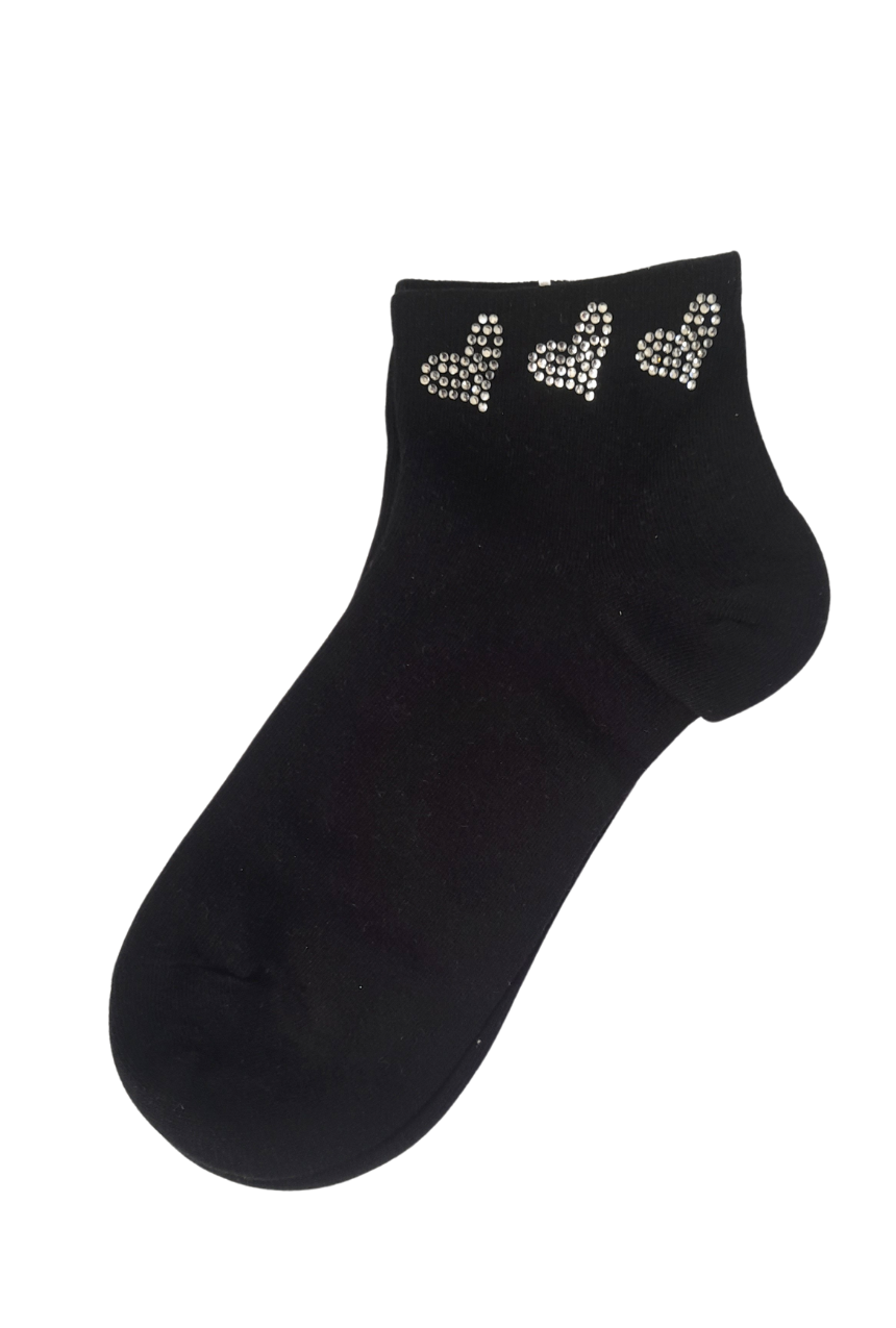 Calcetines tobilleros con detalles de diamantitos corazón 2