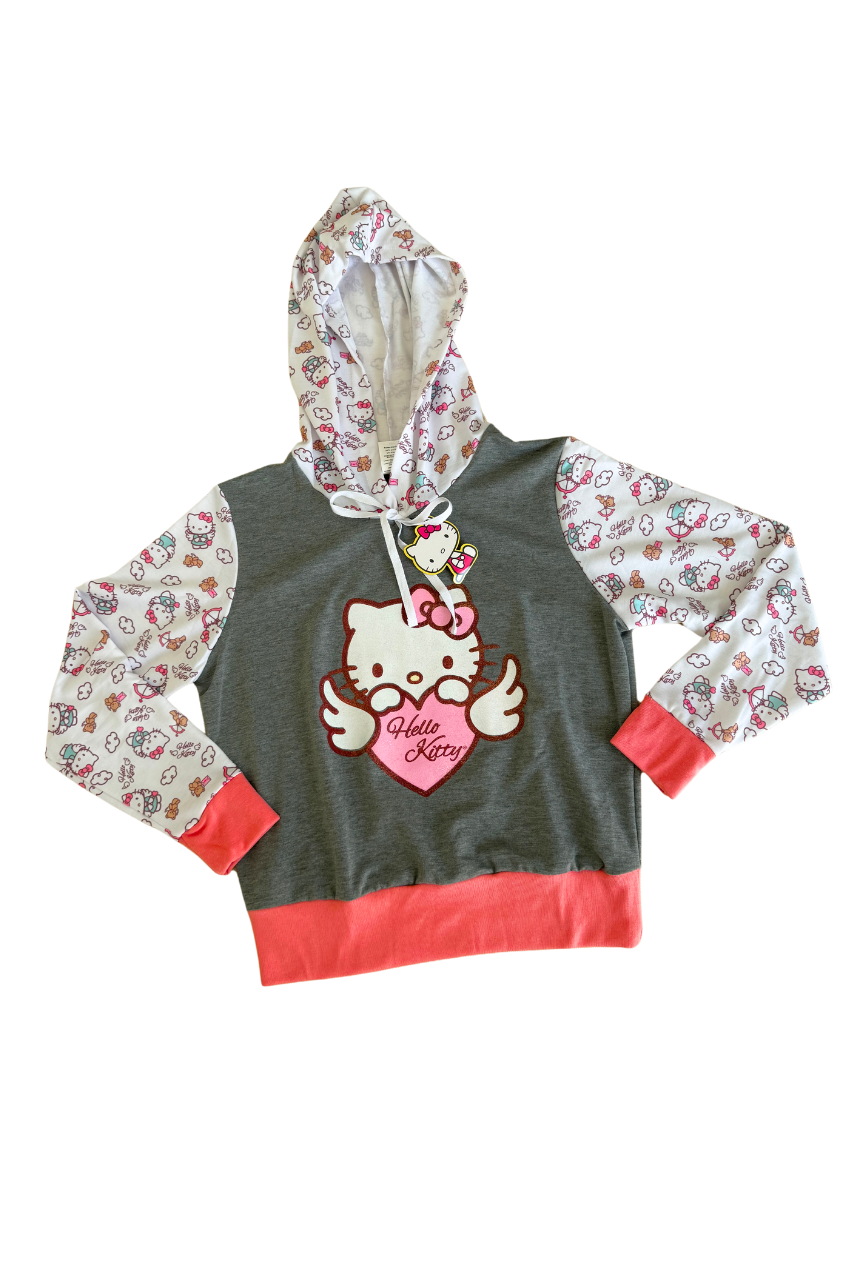 Pijama pants y sudadera gris con rosa de Hello Kitty cupido