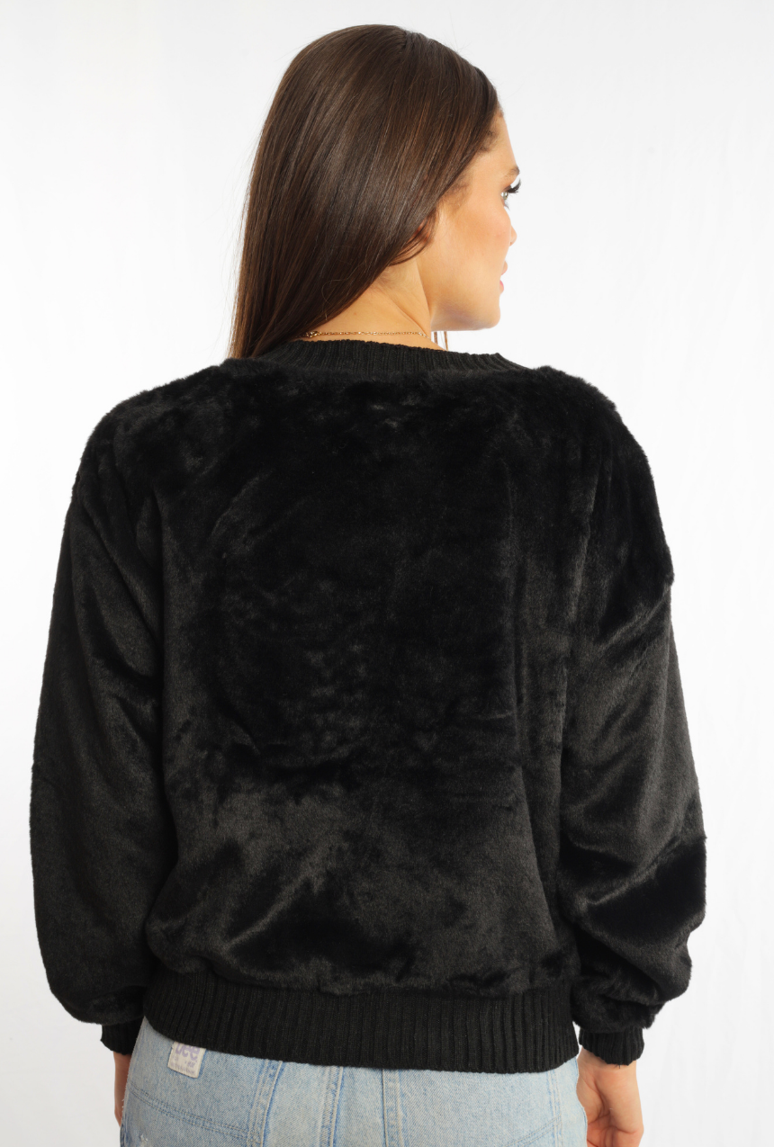 Suéter – sudadera de peluche con aplicación de Mickey Mouse color negro