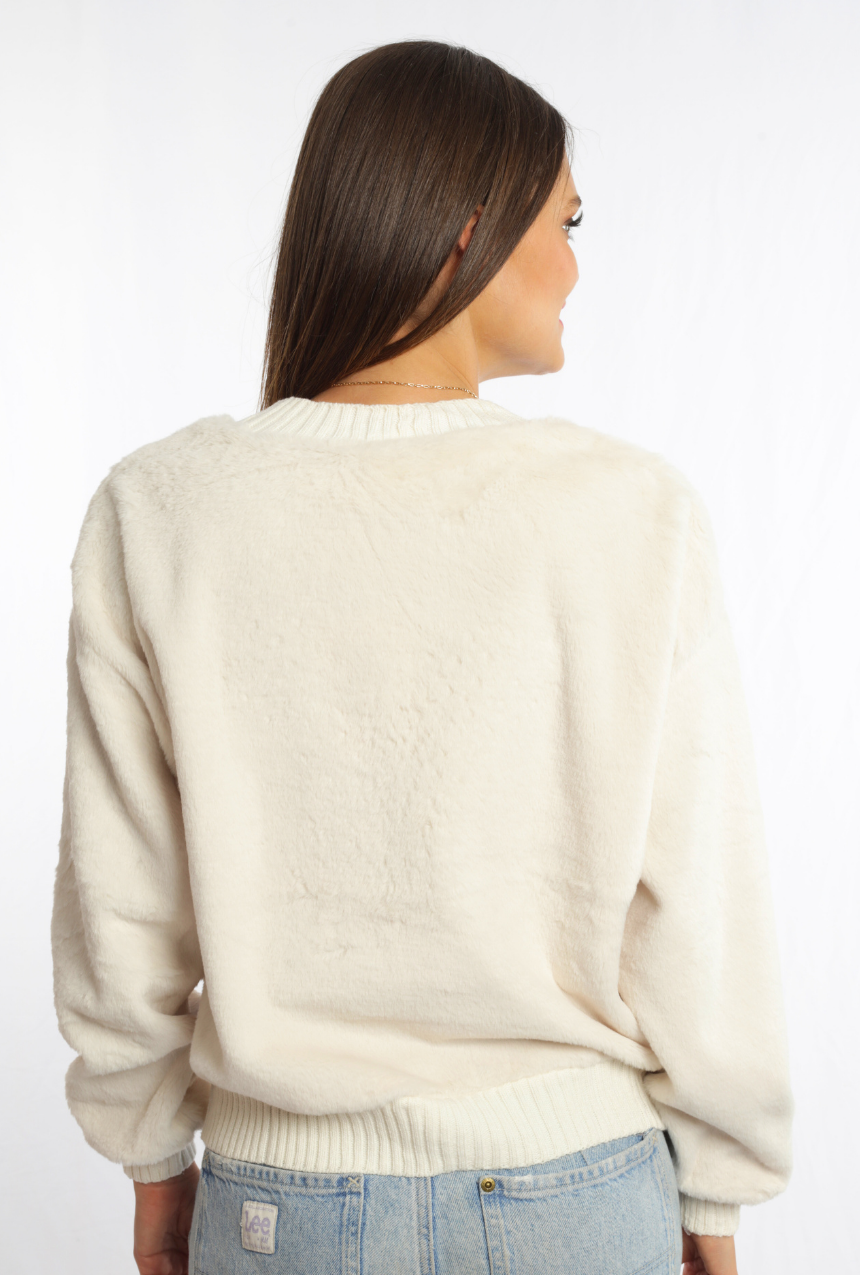 Suéter – sudadera de peluche con aplicación de Mickey Mouse color beige