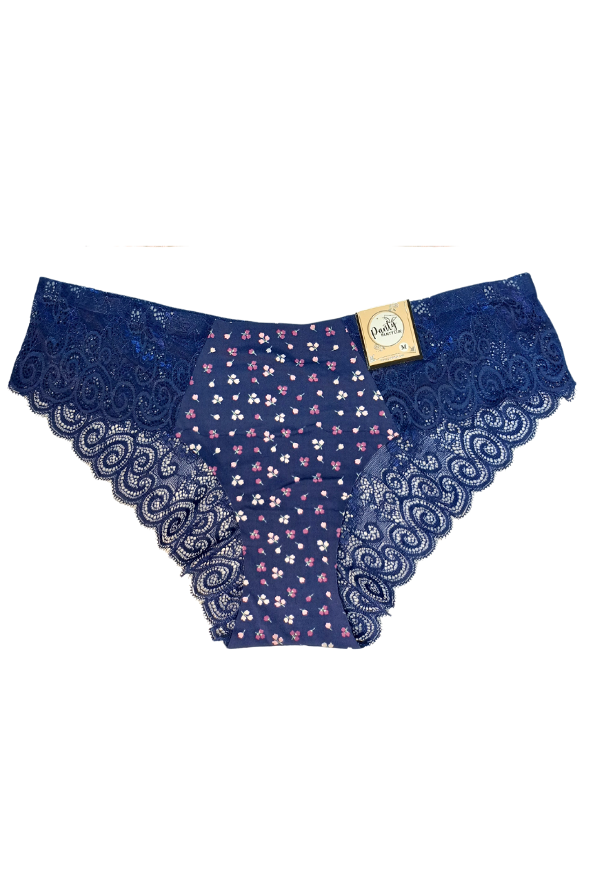 Calzón tipo bikini de costuras fusionadas, laterales y trasero de encaje