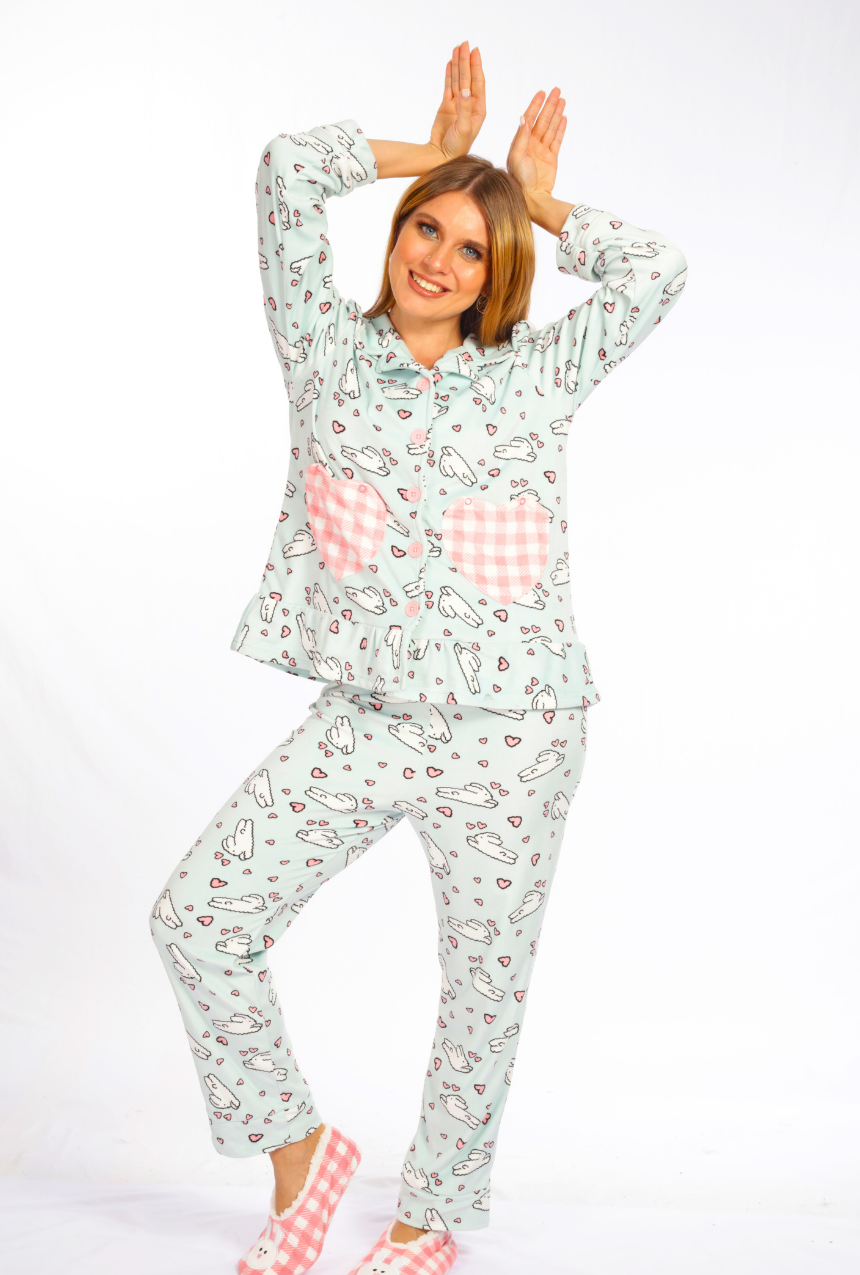 Pijama pantalón con cami de botones Conejo nube.