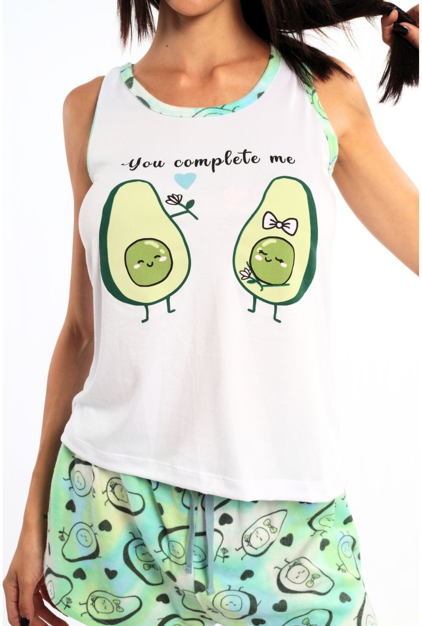 Pijama short con playera sin mangas Aguacates