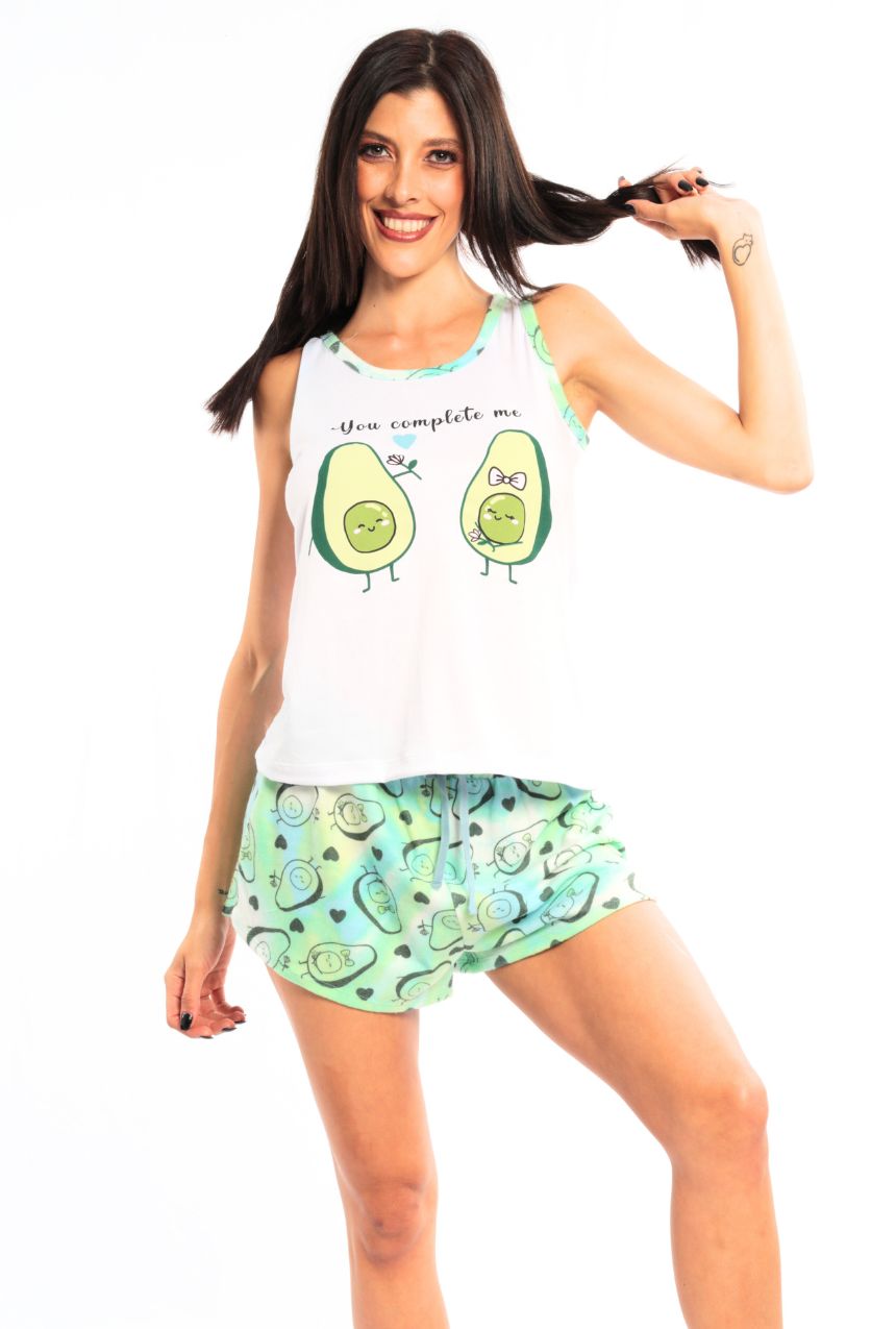 Pijama short con playera sin mangas Aguacates