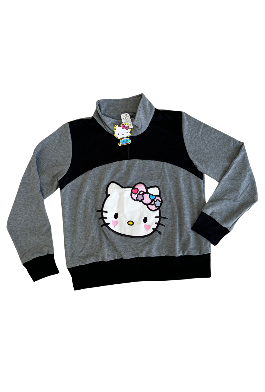 Pijama pants y sudadera gris con negro de Hello Kitty