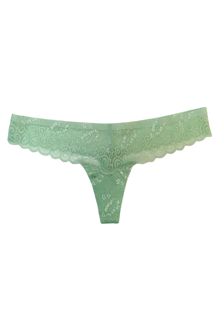 Calzón tipo tanga hecha de encaje con cintura fusionada