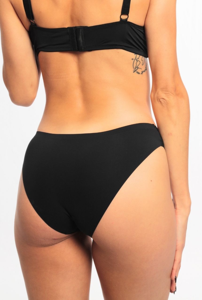 Paquete de 2 calzones negros tipo bikini sin costuras y laterales de encaje