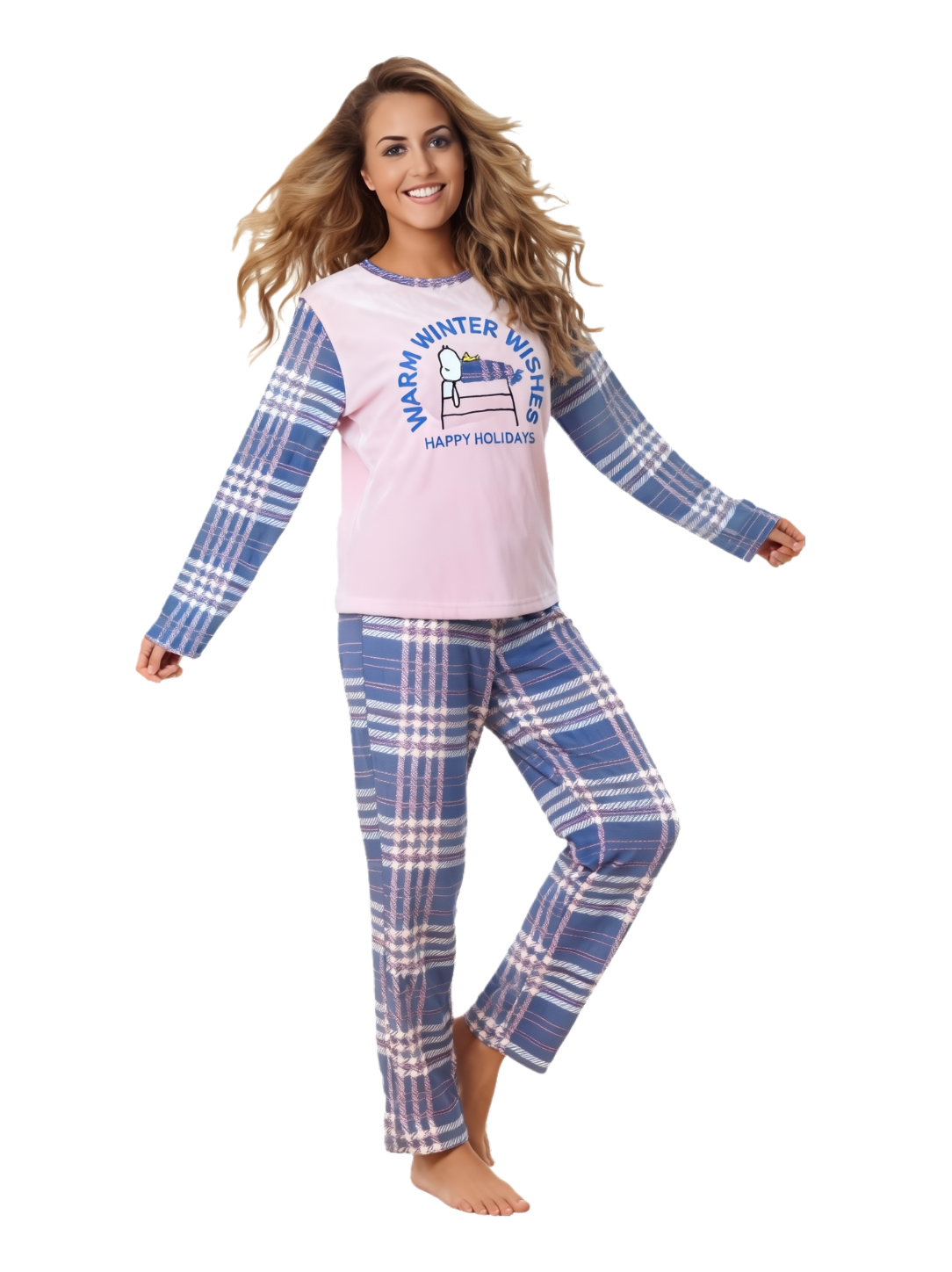 Pijama pantalón y camisa mangas largas azules snoopy