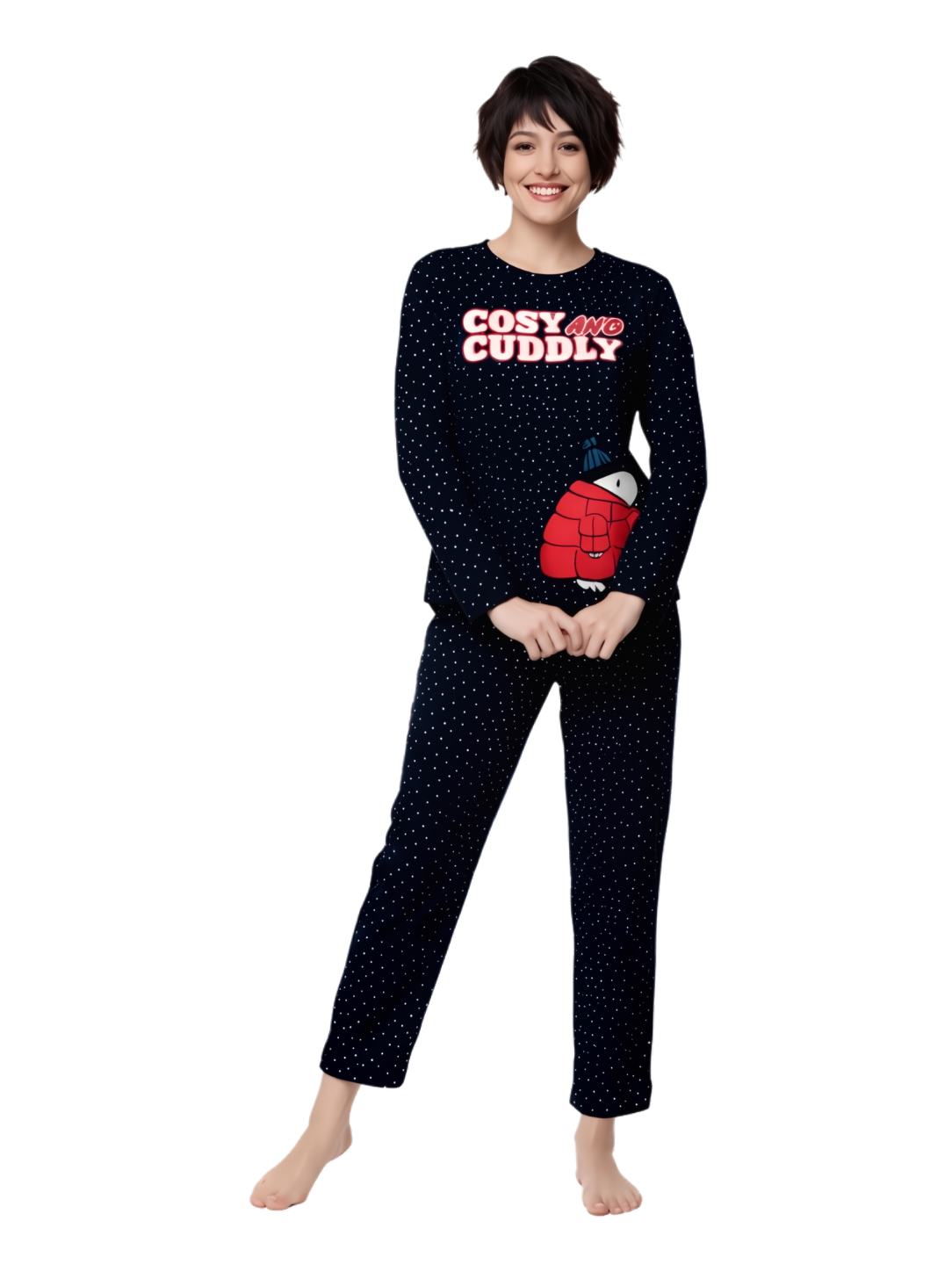 Pijama pantalón y camisa manga largas azul marino cuddly