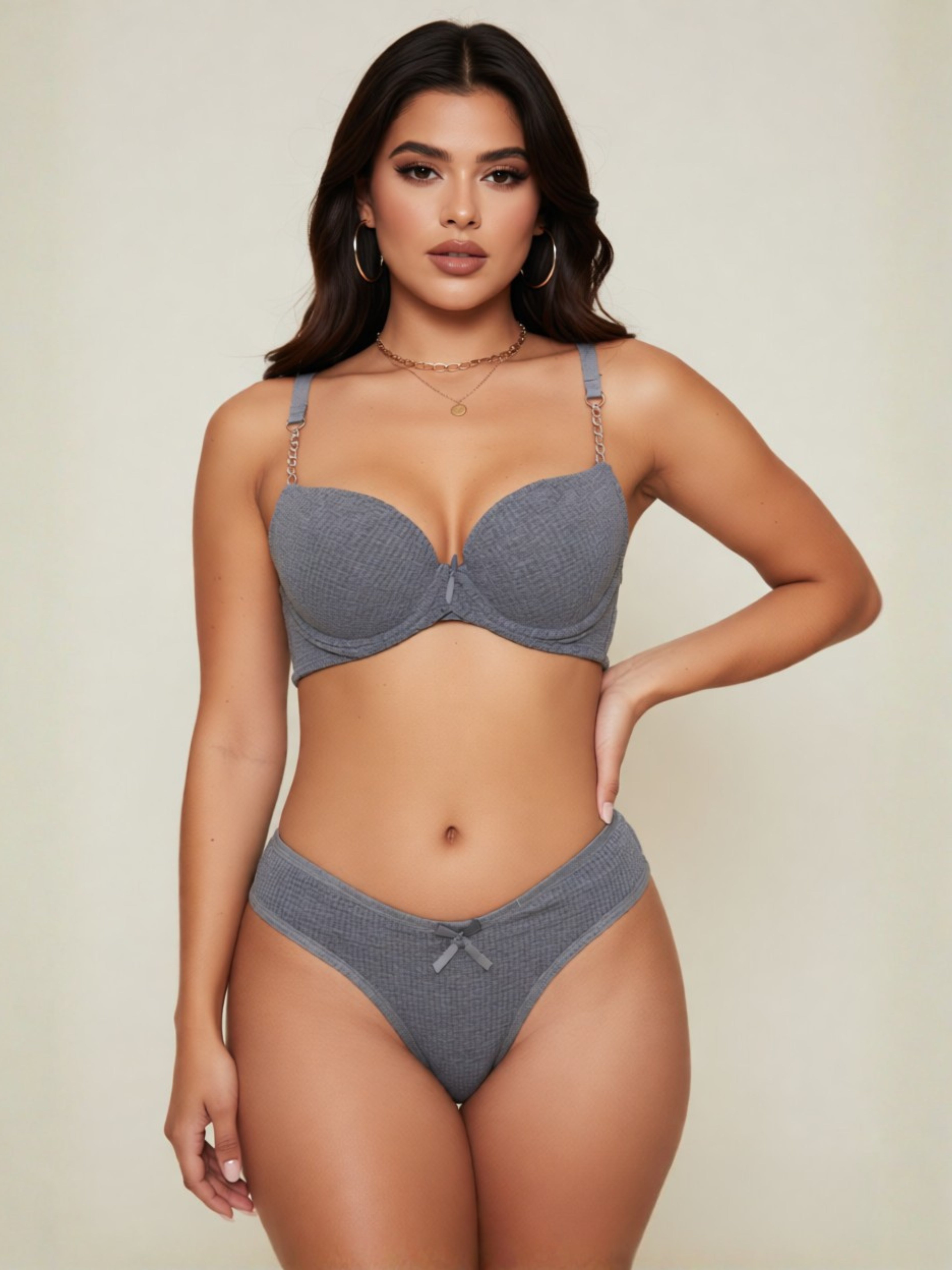 Coordinado de brasier y tanga Julieta crush - gris