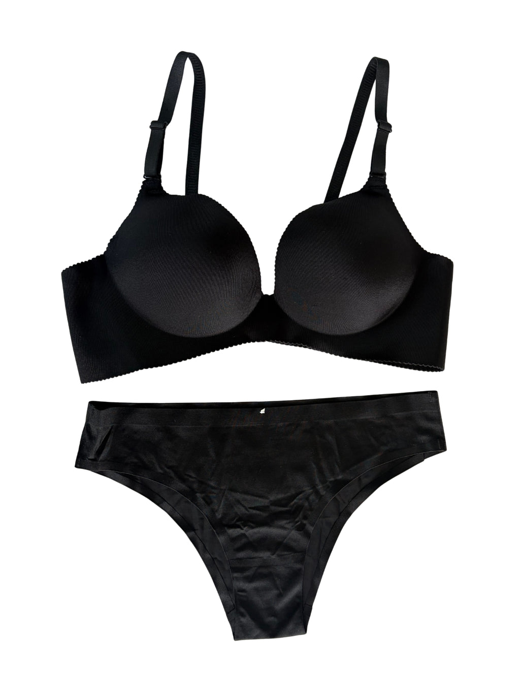 Coordinado de brasier y calzón tipo bikini Annie push up sin costuras - Negro