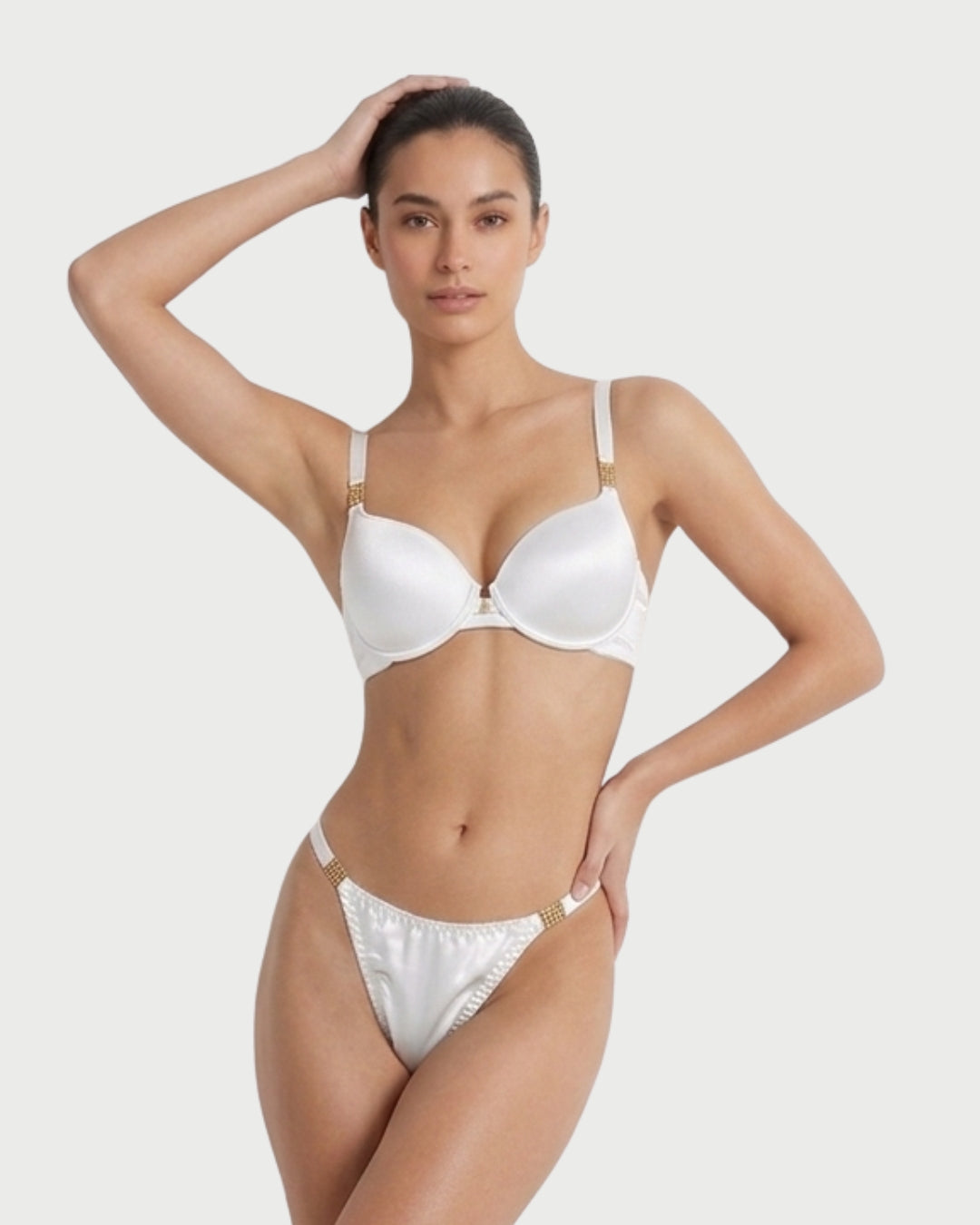 Coordinado de brasier y tanga Valentina glow - blanco